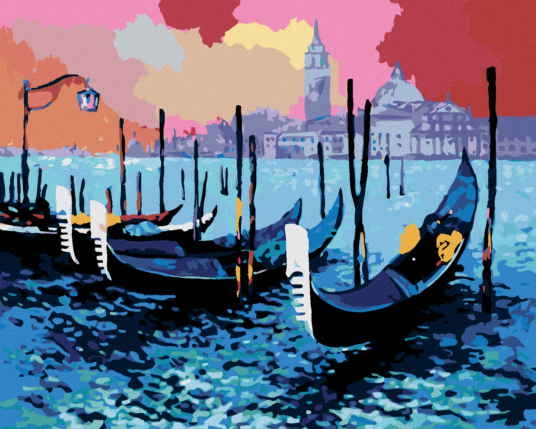 Cuadro Lienzo para Pintar por Número Paint by Number Gondolas En Venecia