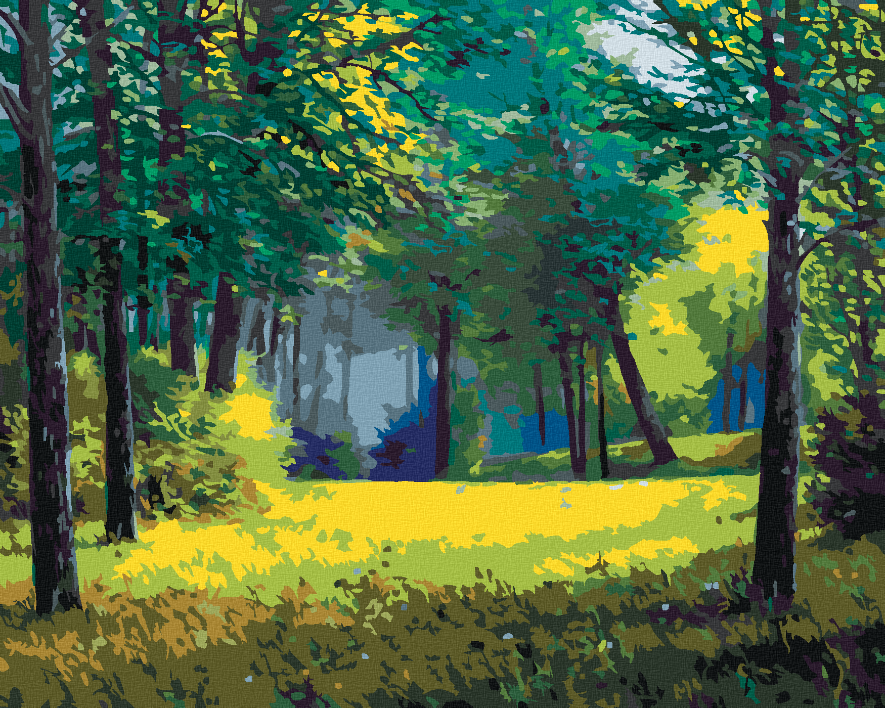 Cuadro para pintar por números Spring Forest - Landscape With the
